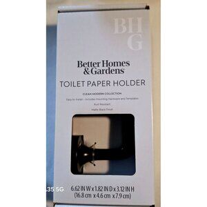Better Homes & Gardens Matte Black Toilet Paper Holder Rust Resistant 6.62"x1.82